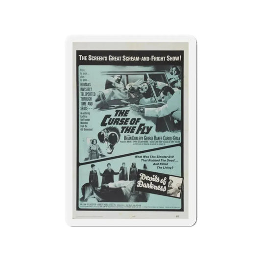 THE CURSE OF THE FLY + DEVILS OF DARKNESS 1965 Movie Poster - Refrigerator Magnet 2 Inch Die-Cut - The Sticker Space
