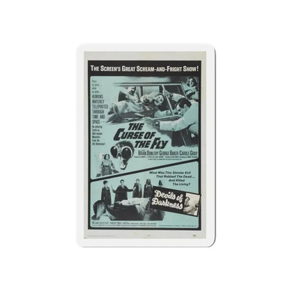 THE CURSE OF THE FLY + DEVILS OF DARKNESS 1965 Movie Poster - Refrigerator Magnet 3 Inch Die-Cut - The Sticker Space