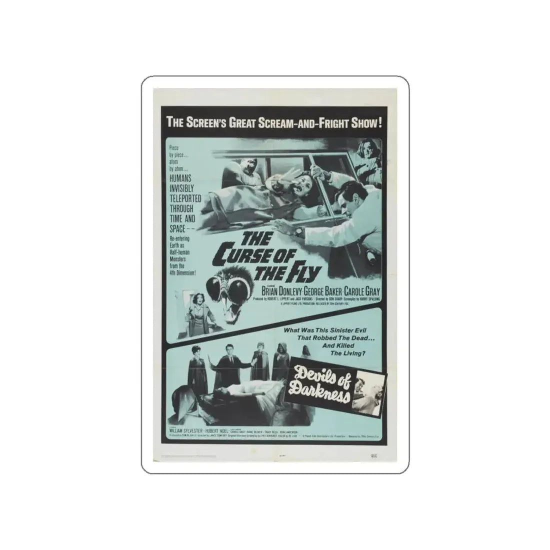 THE CURSE OF THE FLY + DEVILS OF DARKNESS 1965 Movie Poster STICKER Vinyl Die-Cut Decal 5 Inch - The Sticker Space