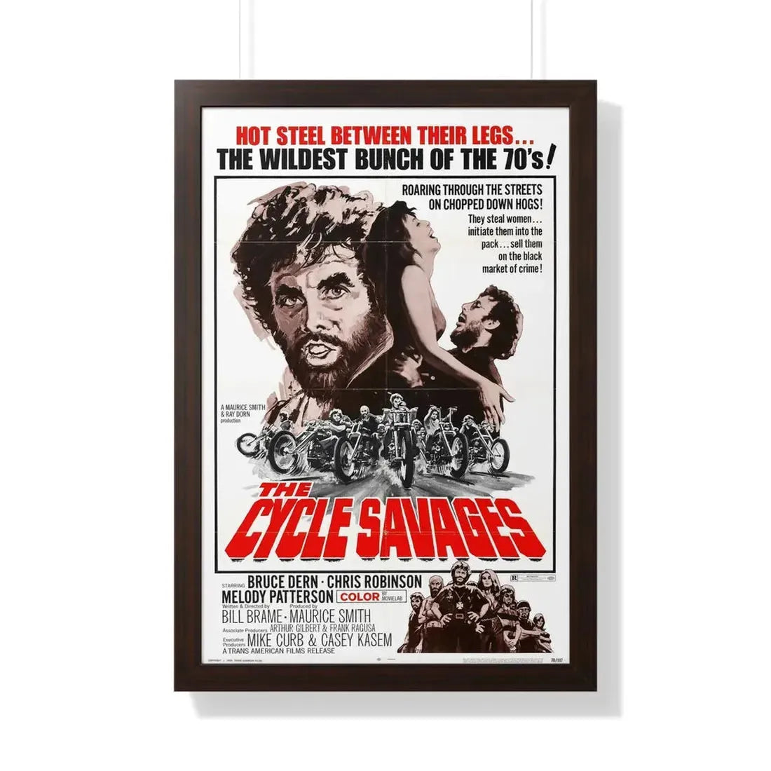 THE CYCLE SAVAGES 1969 - Framed Movie Poster 20" x 30" Walnut - The Sticker Space
