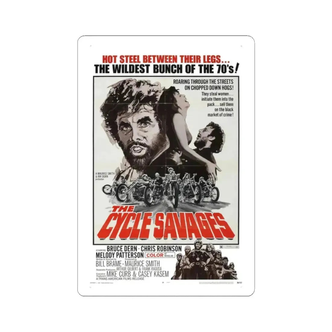 The Cycle Savages 1969 Movie Poster - STICKER Vinyl Kiss-Cut Decal 2 Inch White - The Sticker Space
