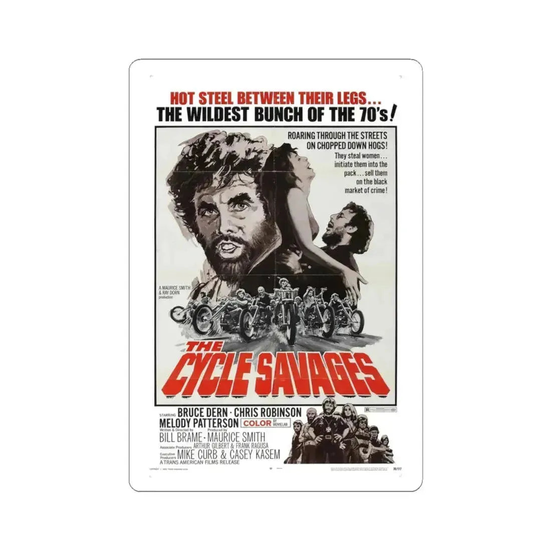 The Cycle Savages 1969 Movie Poster - STICKER Vinyl Kiss-Cut Decal 4 Inch White - The Sticker Space