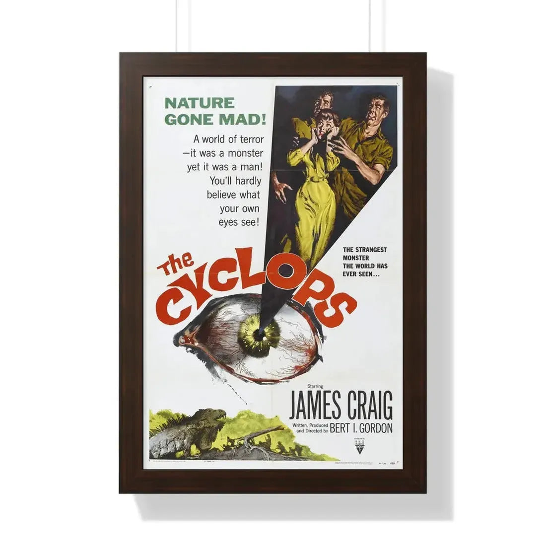 THE CYCLOPS 1957 - Framed Movie Poster 16″ x 24″ Walnut - The Sticker Space