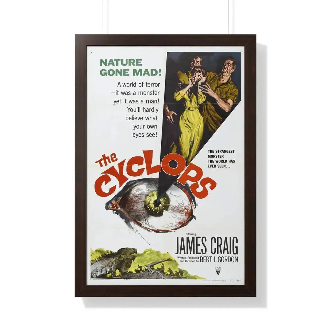 THE CYCLOPS 1957 - Framed Movie Poster 20" x 30" Walnut - The Sticker Space