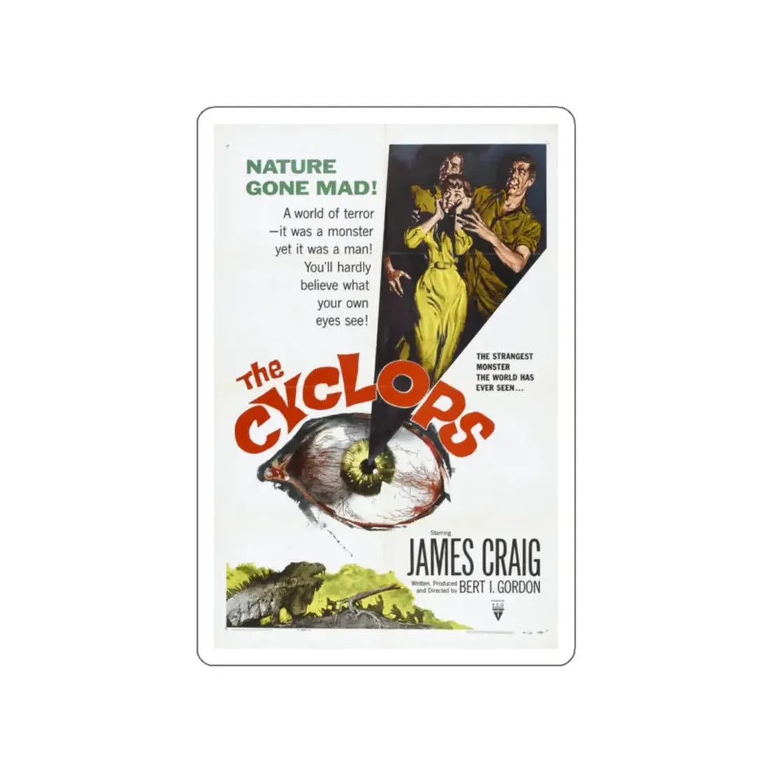 THE CYCLOPS 1957 Movie Poster STICKER Vinyl Die-Cut Decal 2 Inch - The Sticker Space