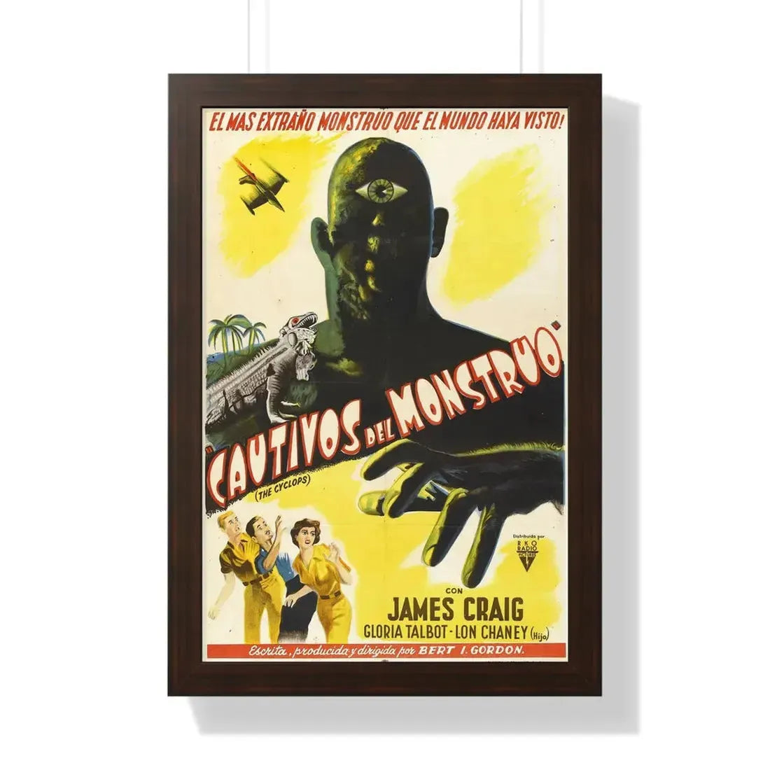 THE CYCLOPS (SPAIN) 1957 - Framed Movie Poster 16″ x 24″ Walnut - The Sticker Space