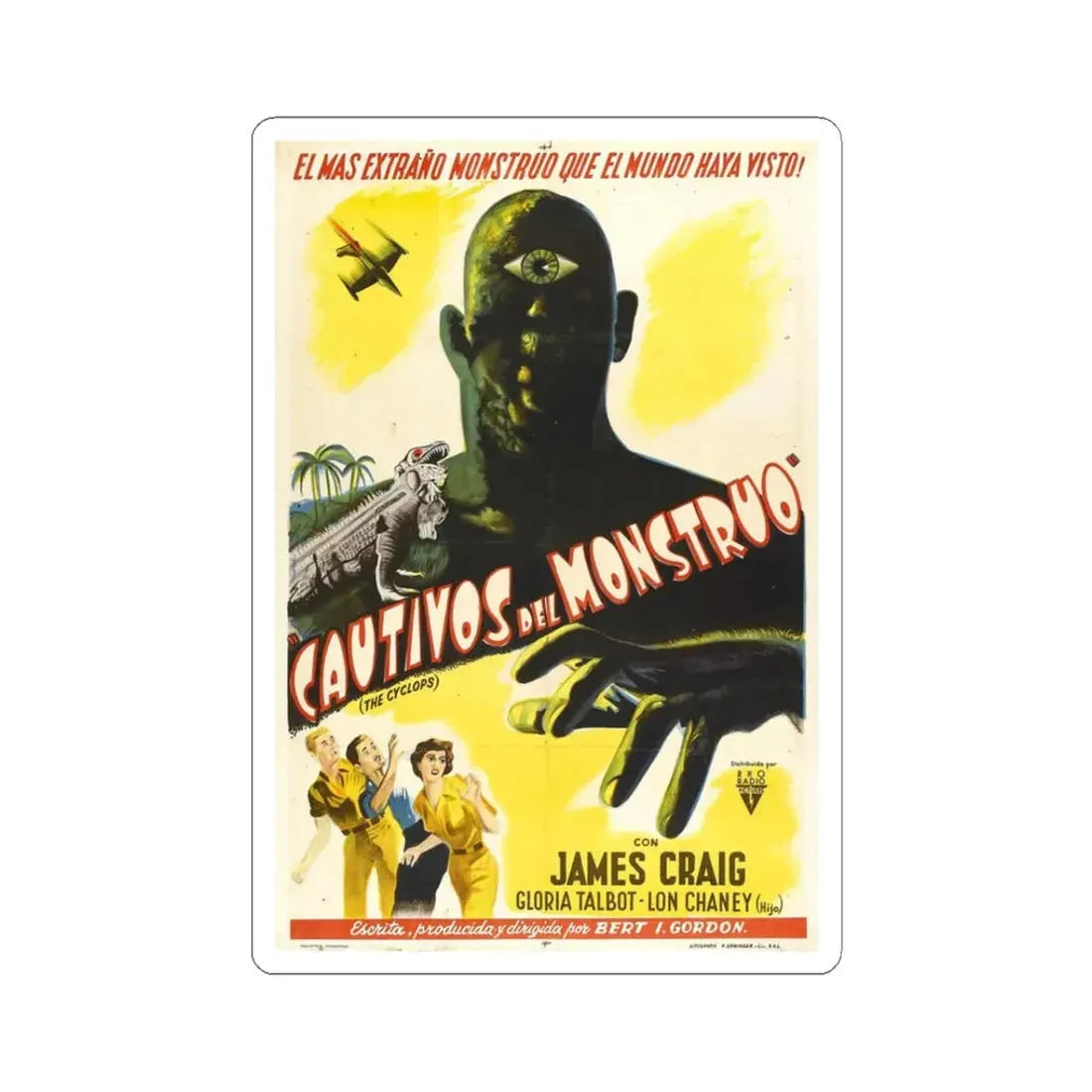 THE CYCLOPS (SPAIN) 1957 Movie Poster - STICKER Vinyl Kiss-Cut Decal 3 Inch White - The Sticker Space