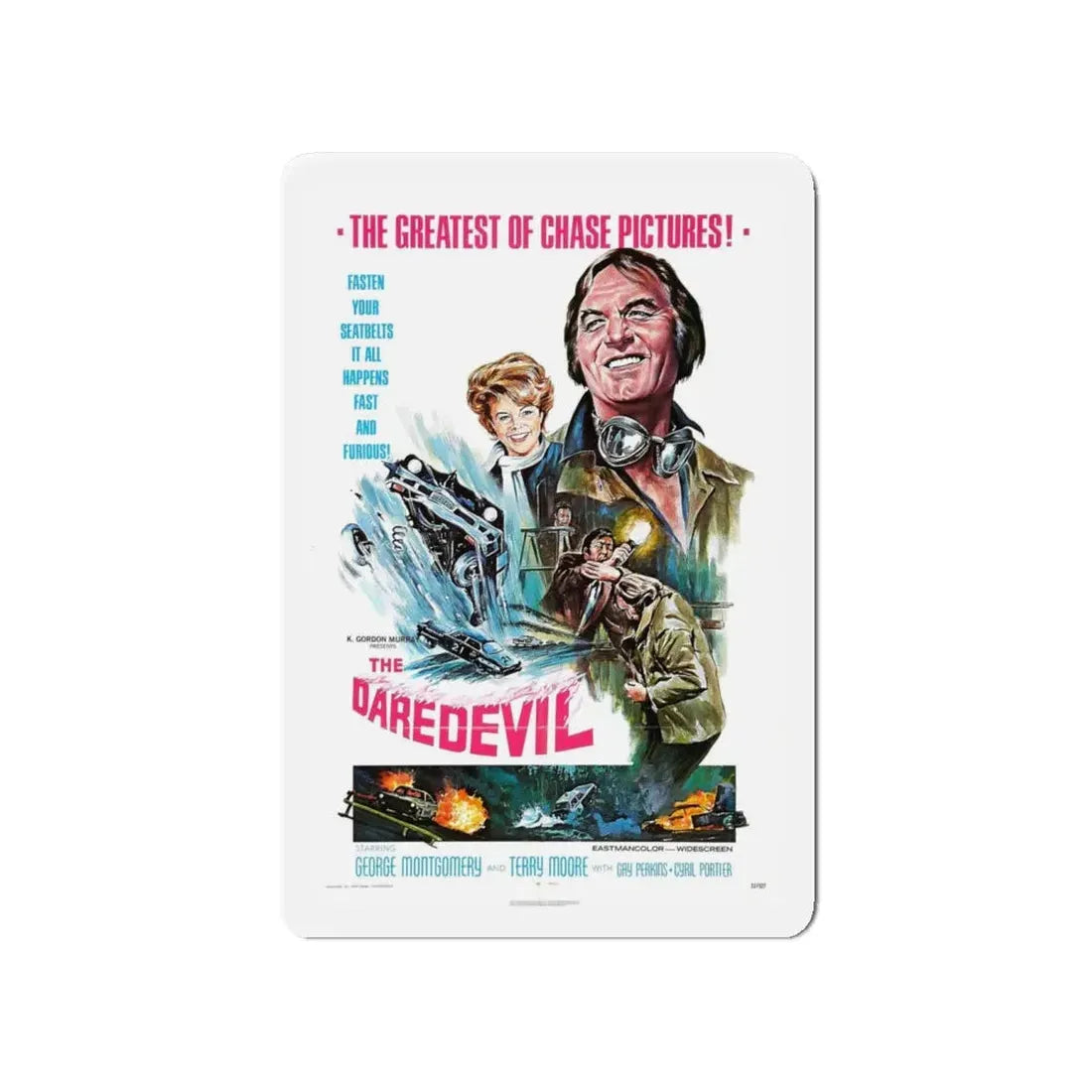 THE DAREDEVIL 1972 Movie Poster - Refrigerator Magnet 4 Inch Die-Cut - The Sticker Space