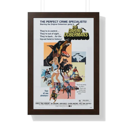 THE DARING DOBERMANS 1973 - Framed Movie Poster 16″ x 24″ Walnut - The Sticker Space