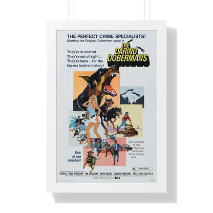 THE DARING DOBERMANS 1973 - Framed Movie Poster 16″ x 24″ White - The Sticker Space