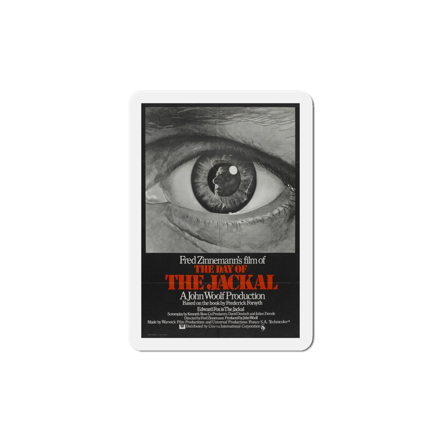 The Day of the Jackal 1973 Movie Poster Die-Cut Magnet-6 × 6"-The Sticker Space