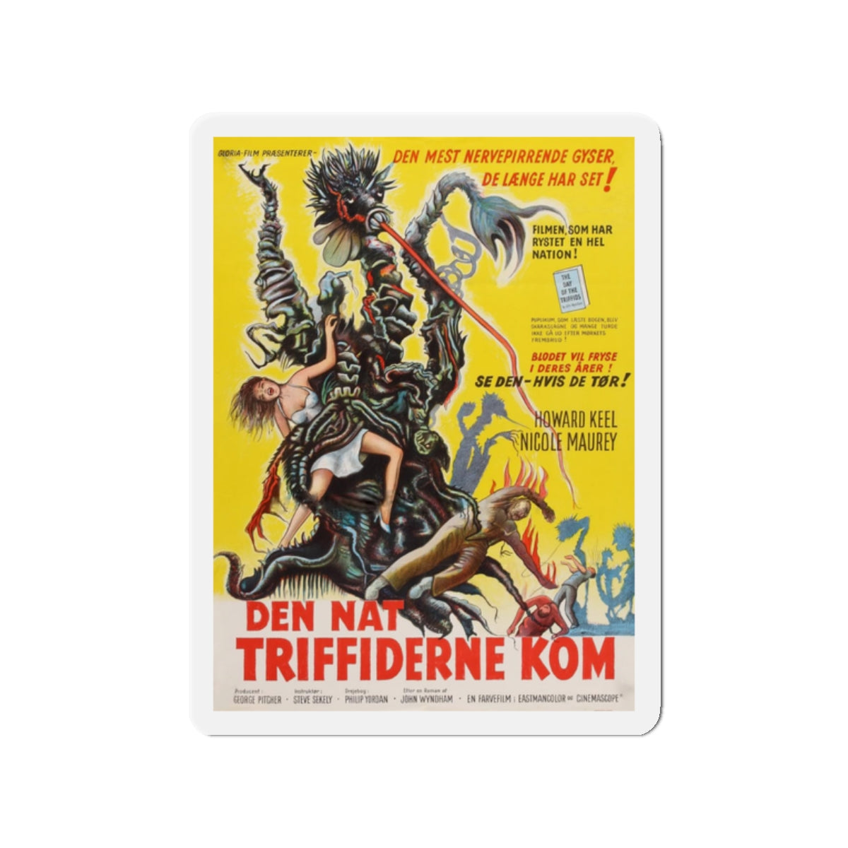 THE DAY OF THE TRIFFIDS (DANISH) 1963 Movie Poster - Refrigerator Magnet-2" x 2"-The Sticker Space