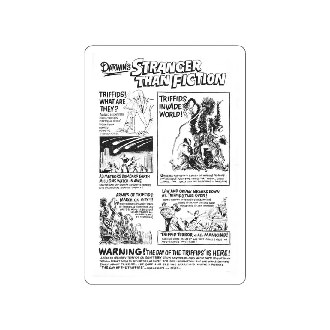 THE DAY OF THE TRIFFIDS (TEASER) 1963 Movie Poster STICKER Vinyl Die-Cut Decal 3 Inch - The Sticker Space