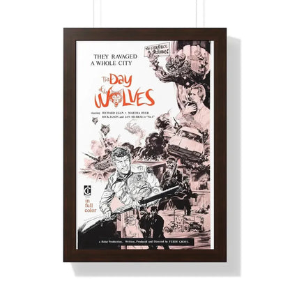 THE DAY OF THE WOLVES 1971 - Framed Movie Poster 16″ x 24″ Walnut - The Sticker Space
