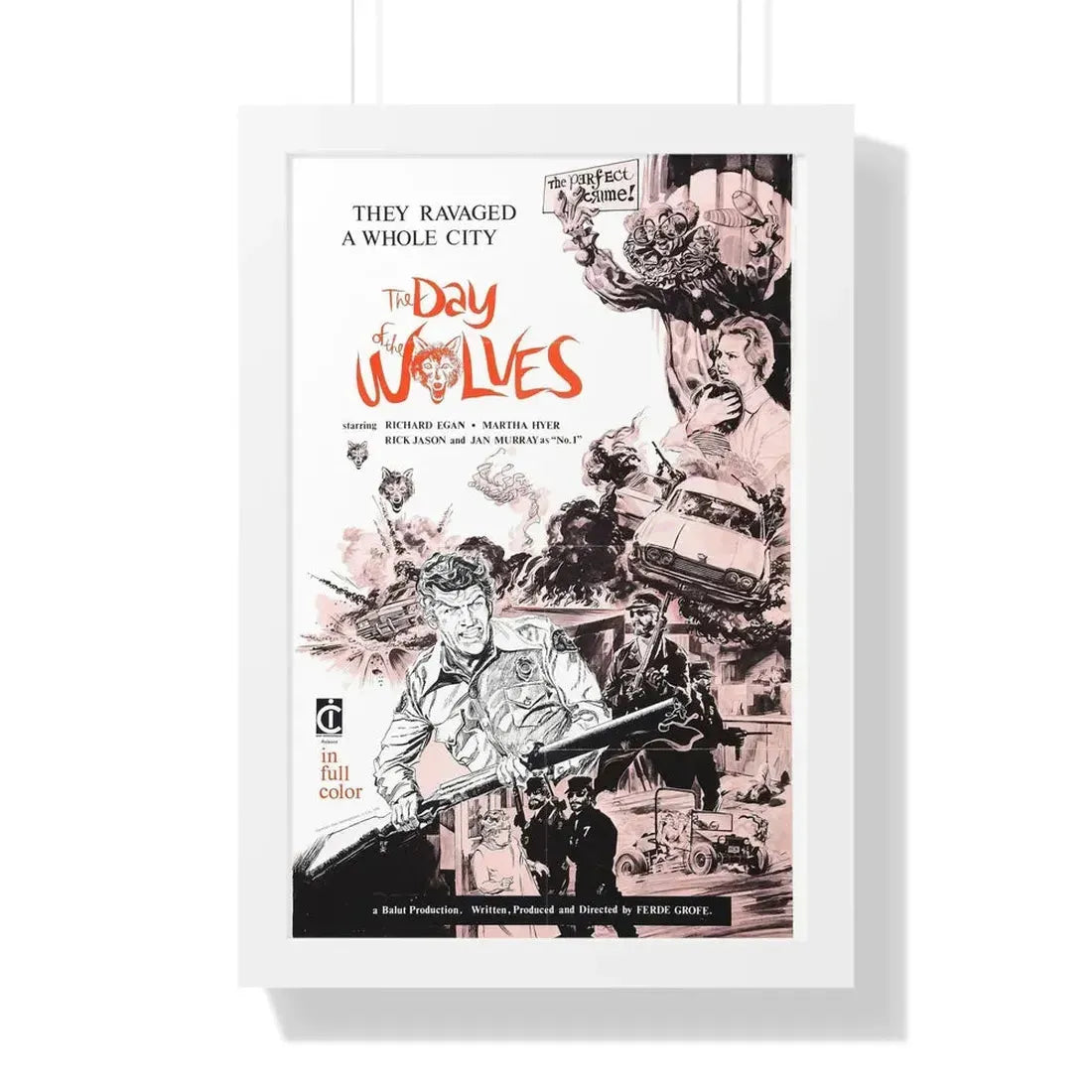 THE DAY OF THE WOLVES 1971 - Framed Movie Poster 16″ x 24″ White - The Sticker Space