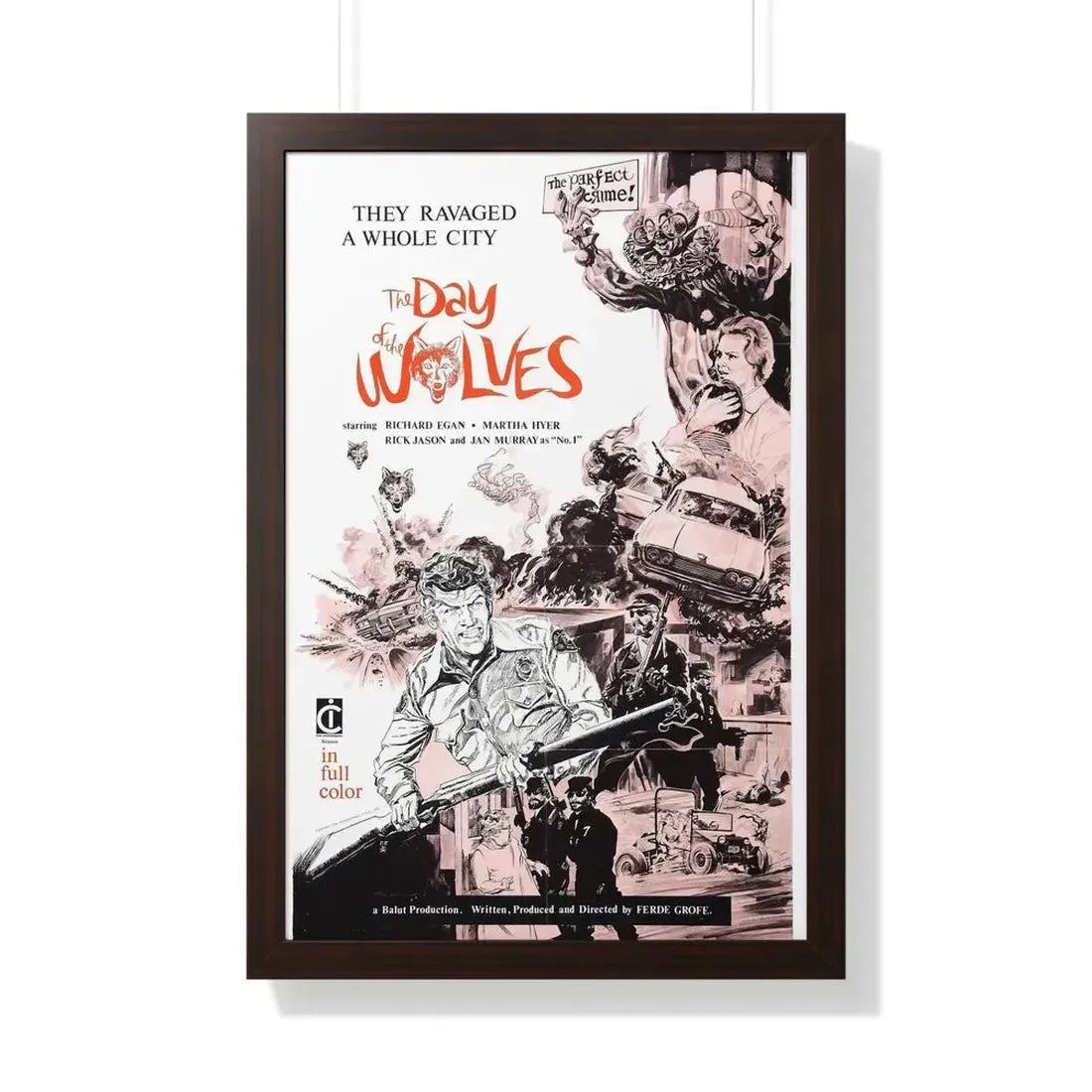 THE DAY OF THE WOLVES 1971 - Framed Movie Poster 20" x 30" Walnut - The Sticker Space