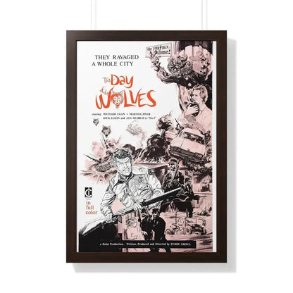 THE DAY OF THE WOLVES 1971 - Framed Movie Poster 20" x 30" Walnut - The Sticker Space