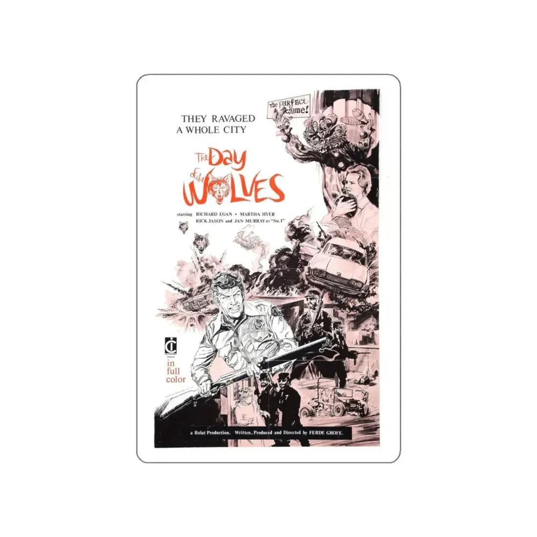 THE DAY OF THE WOLVES 1971 Movie Poster STICKER Vinyl Die-Cut Decal 3 Inch - The Sticker Space
