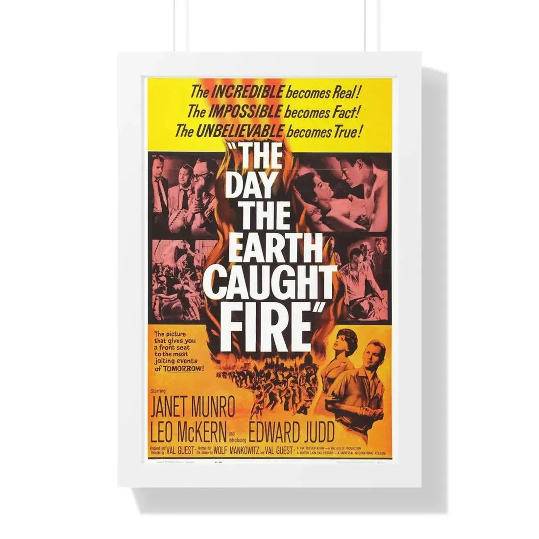 THE DAY THE EARTH CAUGHT FIRE 1961 - Framed Movie Poster 16″ x 24″ White - The Sticker Space
