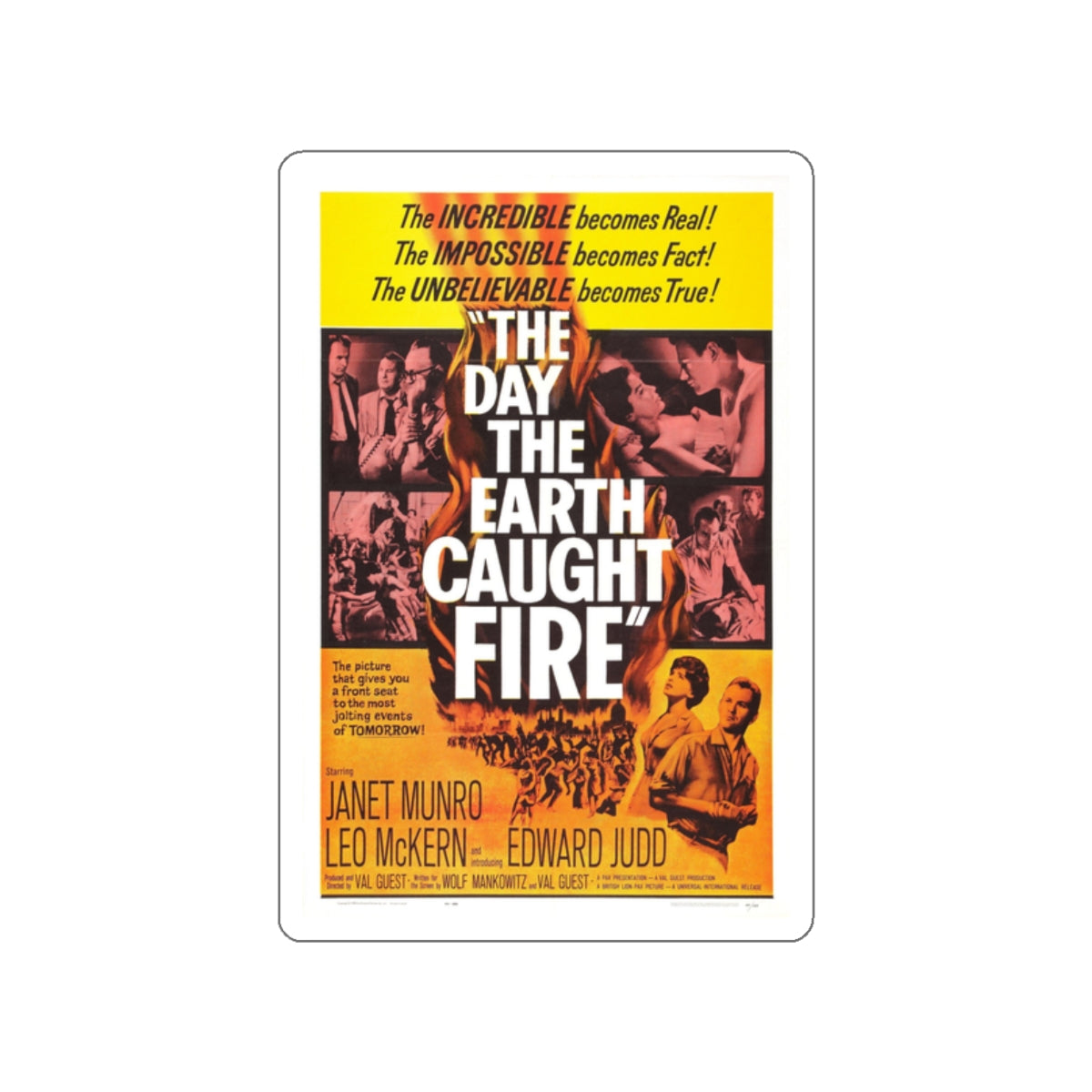 THE DAY THE EARTH CAUGHT FIRE 1961 Movie Poster STICKER Vinyl Die-Cut Decal-White-The Sticker Space