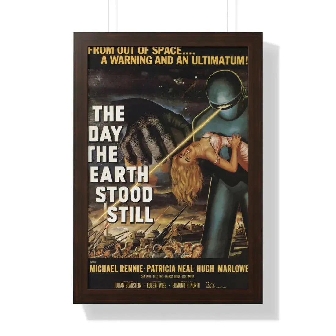 THE DAY THE EARTH STOOD STILL 1951 - Framed Movie Poster 16″ x 24″ Walnut - The Sticker Space