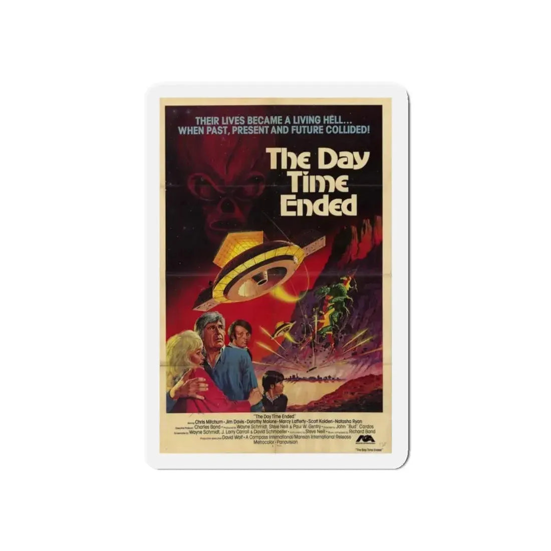 THE DAY TIME ENDED 1980 Movie Poster - Refrigerator Magnet 3 Inch Die-Cut - The Sticker Space