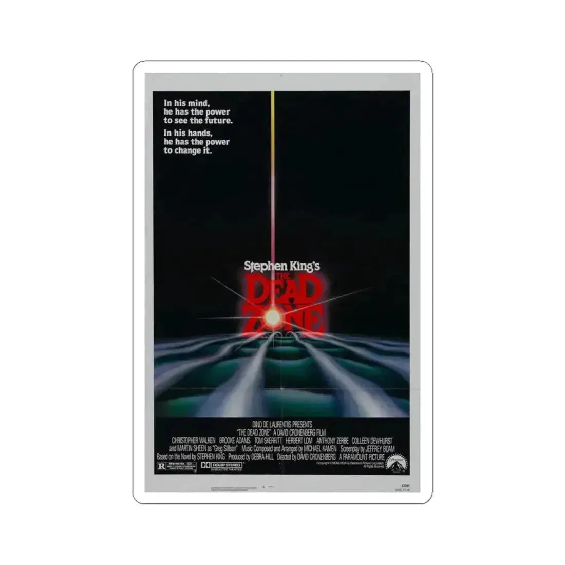THE DEAD ZONE 1983 Movie Poster - STICKER Vinyl Kiss-Cut Decal 4 Inch White - The Sticker Space