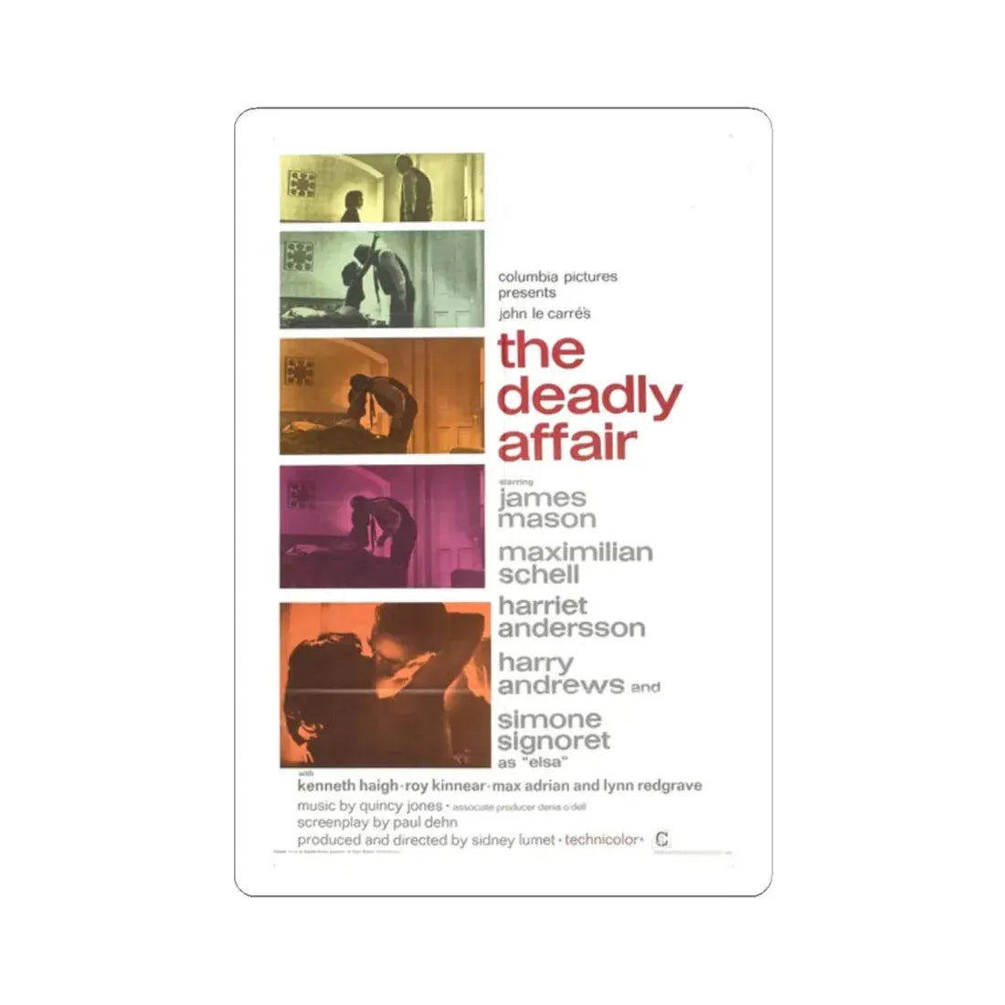 The Deadly Affair 1967 Movie Poster - STICKER Vinyl Kiss-Cut Decal 2 Inch White - The Sticker Space