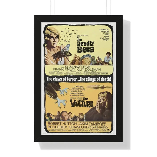 THE DEADLY BEES + THE VULTURE 1967 - Framed Movie Poster 16″ x 24″ Black - The Sticker Space