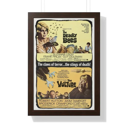 THE DEADLY BEES + THE VULTURE 1967 - Framed Movie Poster 16″ x 24″ Walnut - The Sticker Space