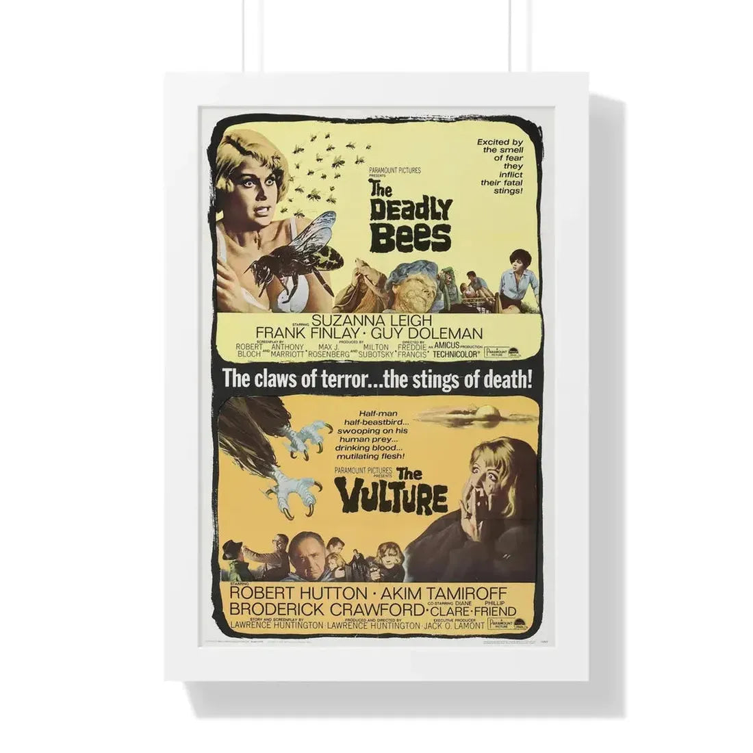 THE DEADLY BEES + THE VULTURE 1967 - Framed Movie Poster 16″ x 24″ White - The Sticker Space
