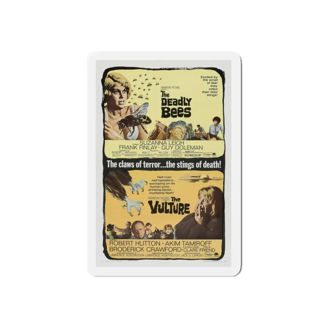 THE DEADLY BEES + THE VULTURE 1967 Movie Poster - Refrigerator Magnet 4 Inch Die-Cut - The Sticker Space
