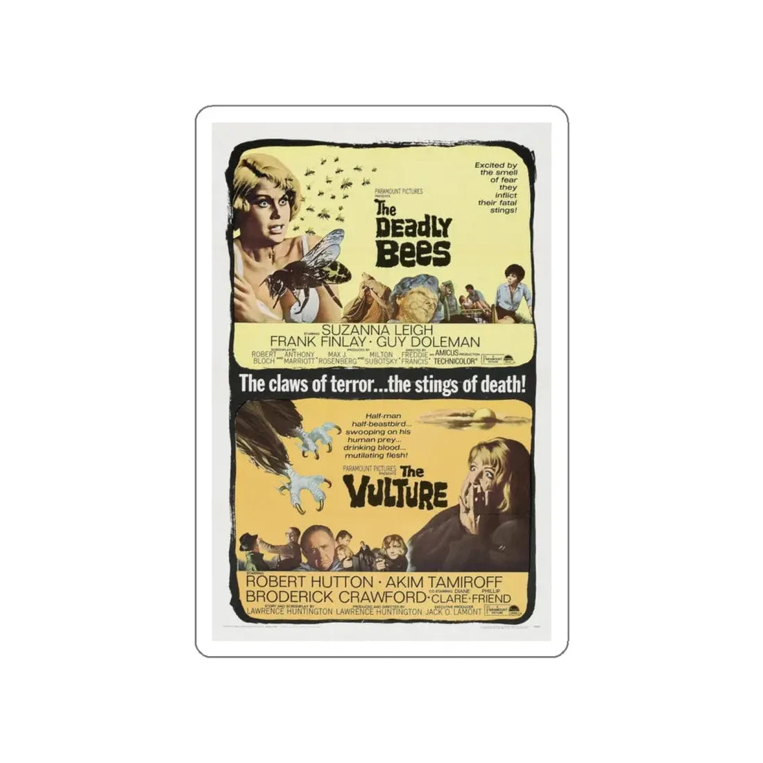 THE DEADLY BEES + THE VULTURE 1967 Movie Poster STICKER Vinyl Die-Cut Decal 4 Inch - The Sticker Space