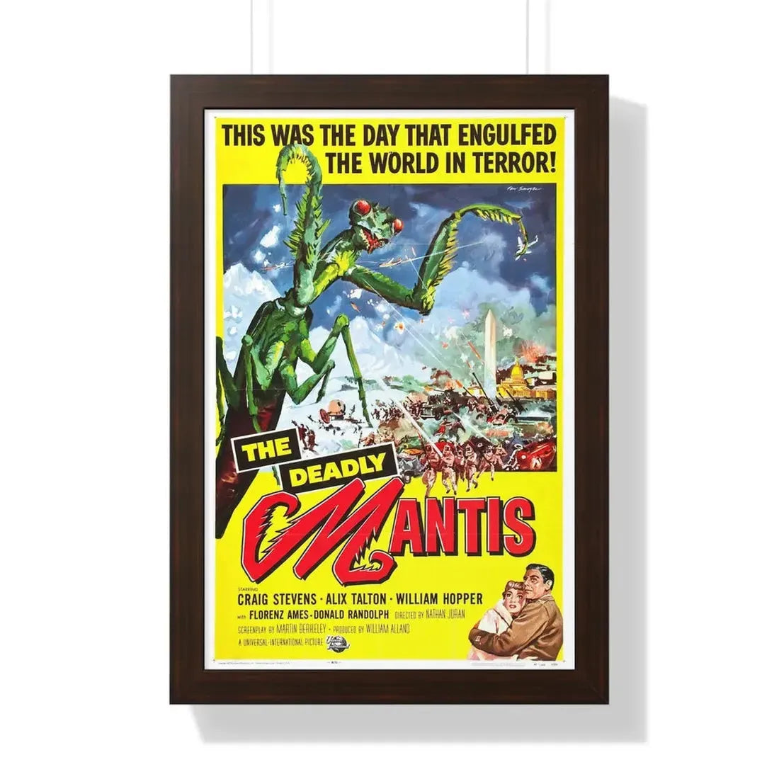THE DEADLY MANTIS 1957 - Framed Movie Poster 16″ x 24″ Walnut - The Sticker Space