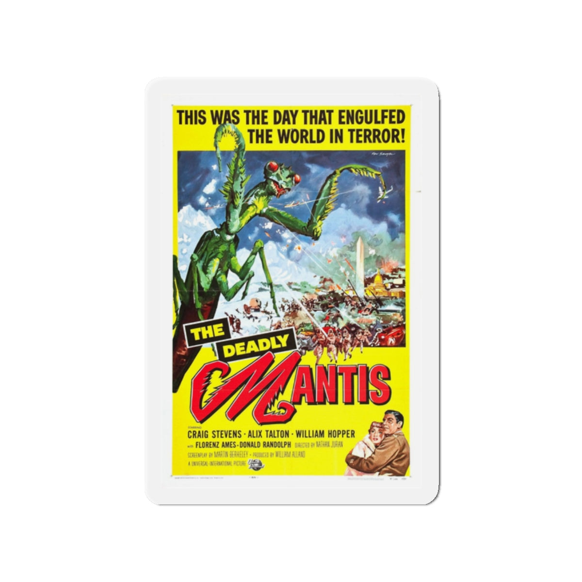 THE DEADLY MANTIS 1957 Movie Poster - Refrigerator Magnet-2" x 2"-The Sticker Space