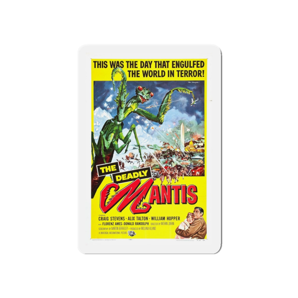 THE DEADLY MANTIS 1957 Movie Poster - Refrigerator Magnet-3" x 3"-The Sticker Space