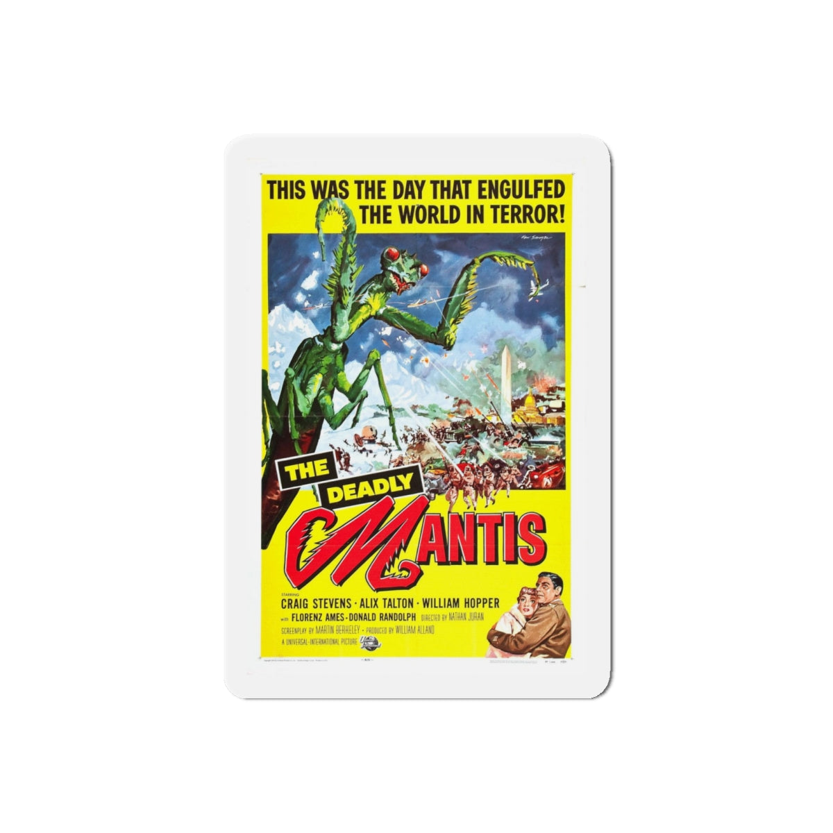 THE DEADLY MANTIS 1957 Movie Poster - Refrigerator Magnet-5" x 5"-The Sticker Space