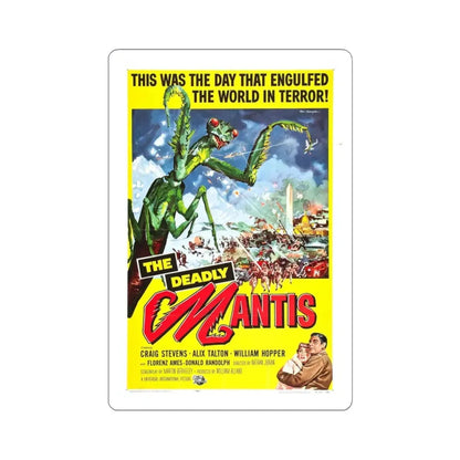 THE DEADLY MANTIS 1957 Movie Poster - STICKER Vinyl Kiss-Cut Decal 4 Inch White - The Sticker Space