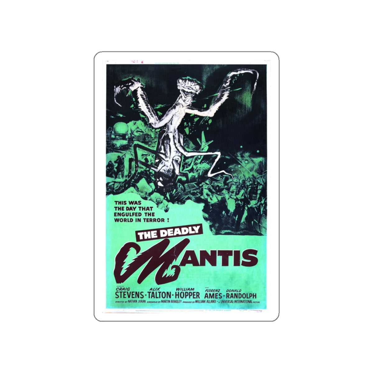 THE DEADLY MANTIS (4) 1957 Movie Poster STICKER Vinyl Die-Cut Decal-White-The Sticker Space