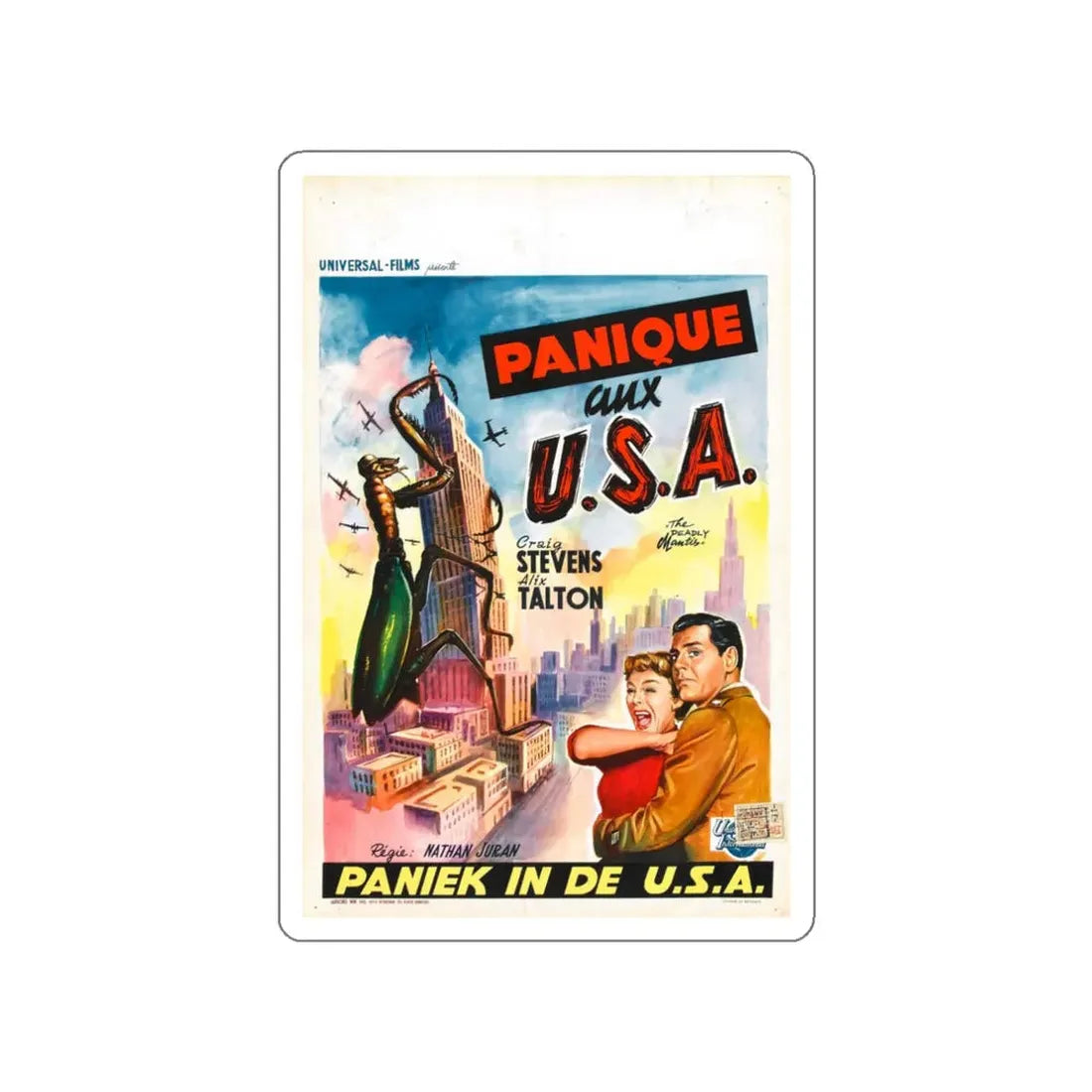 THE DEADLY MANTIS (BELGIAN) 1957 Movie Poster STICKER Vinyl Die-Cut Decal 3 Inch - The Sticker Space