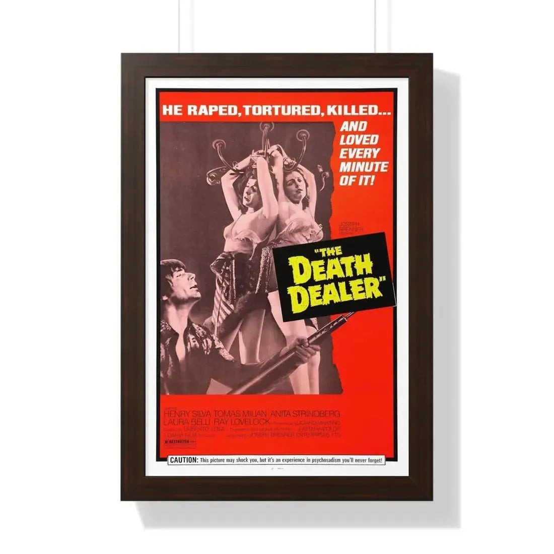THE DEATH DEALER (ALMOST HUMAN) 1974 - Framed Movie Poster 16″ x 24″ Walnut - The Sticker Space