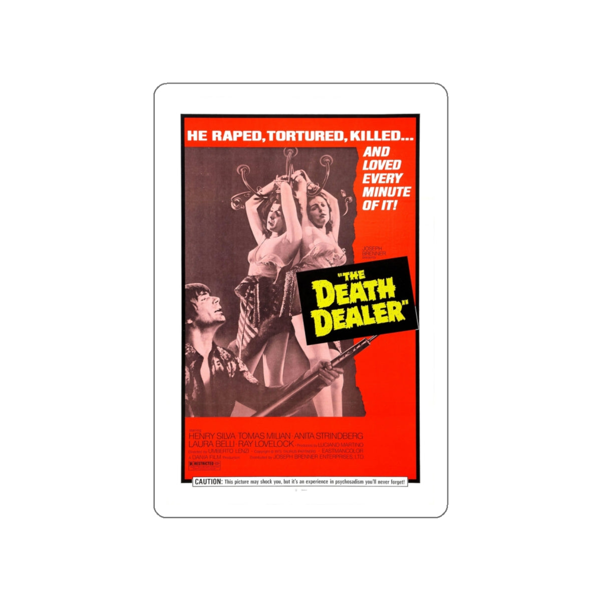 THE DEATH DEALER (ALMOST HUMAN) 1974 Movie Poster STICKER Vinyl Die-Cut Decal-White-The Sticker Space