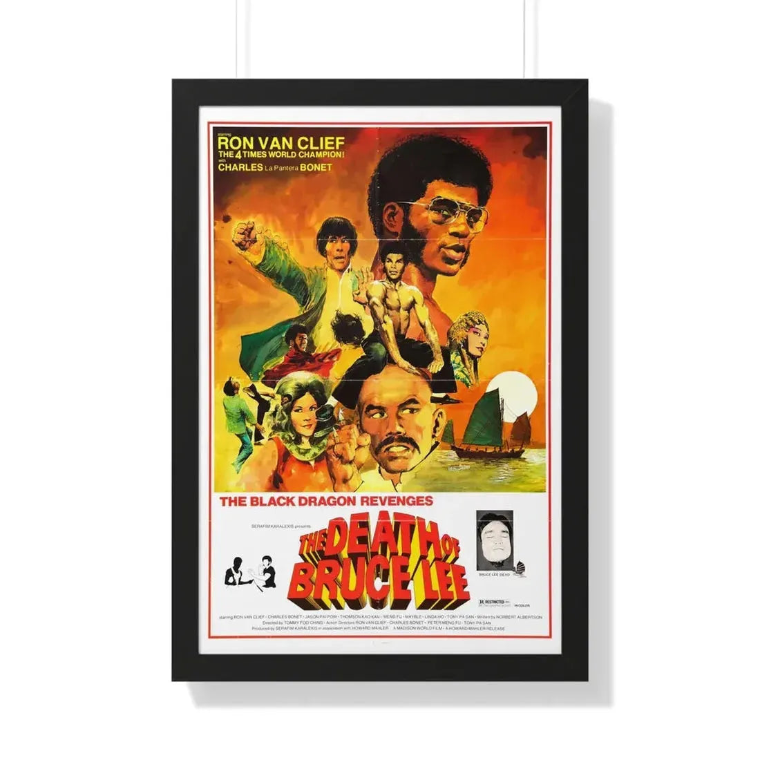 THE DEATH OF BRUCE LEE (THE BLACK DRAGON'S REVENGE) 1975 - Framed Movie Poster 20" x 30" Black - The Sticker Space