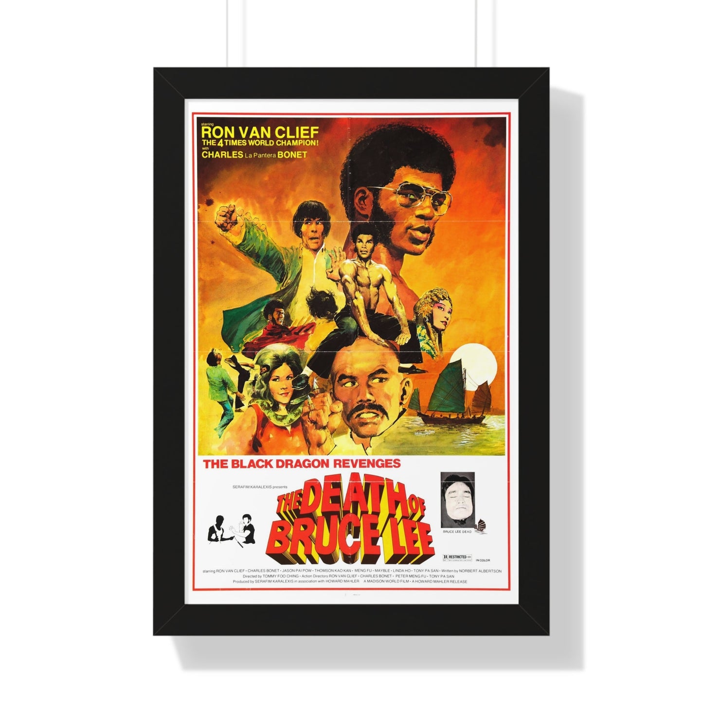 THE DEATH OF BRUCE LEE (THE BLACK DRAGON'S REVENGE) 1975 - Framed Movie Poster-16″ x 24″-The Sticker Space