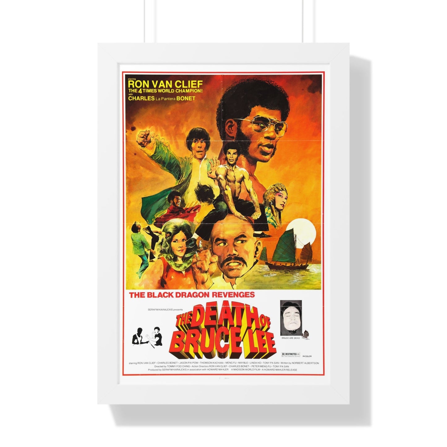 THE DEATH OF BRUCE LEE (THE BLACK DRAGON'S REVENGE) 1975 - Framed Movie Poster-16″ x 24″-The Sticker Space