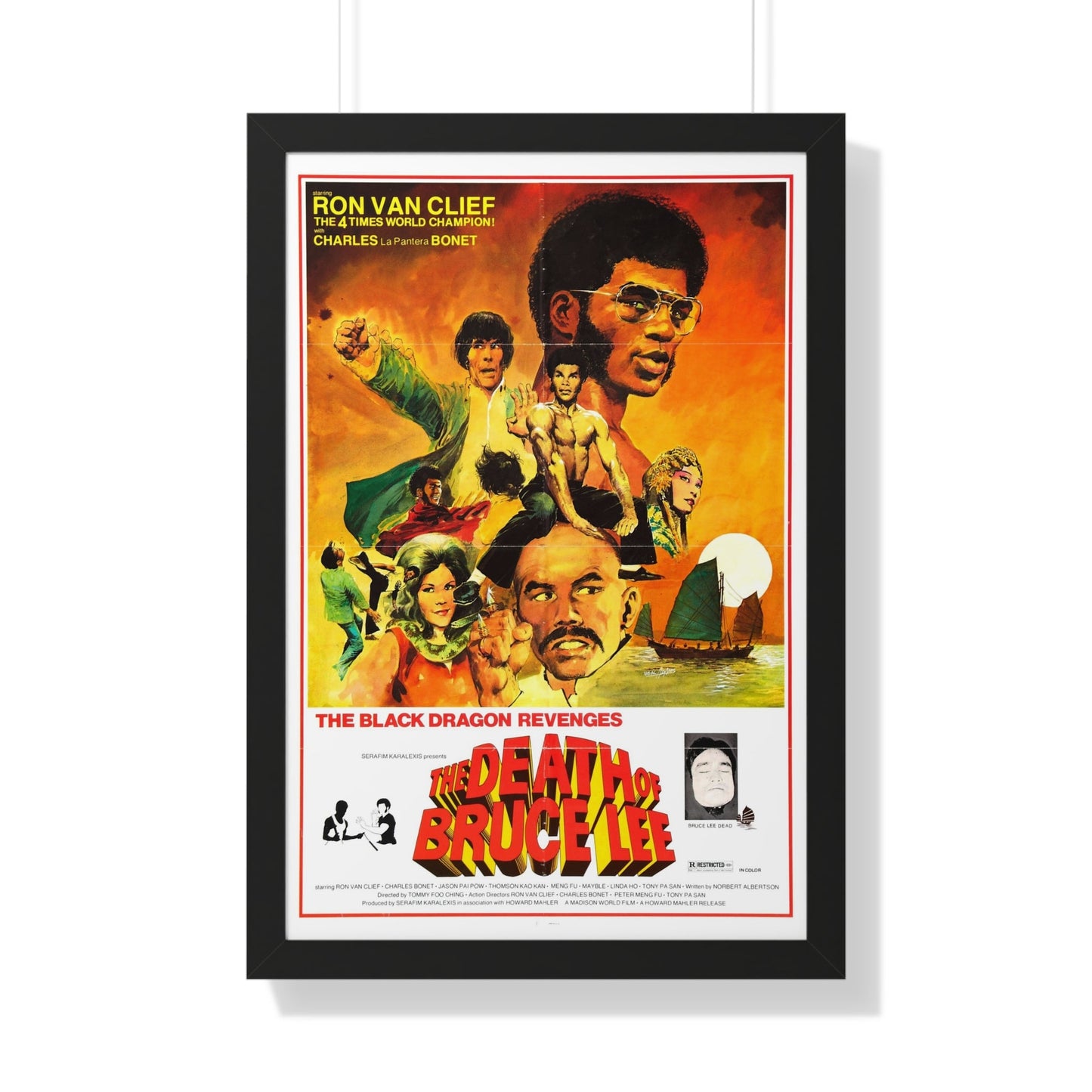 THE DEATH OF BRUCE LEE (THE BLACK DRAGON'S REVENGE) 1975 - Framed Movie Poster-20" x 30"-The Sticker Space