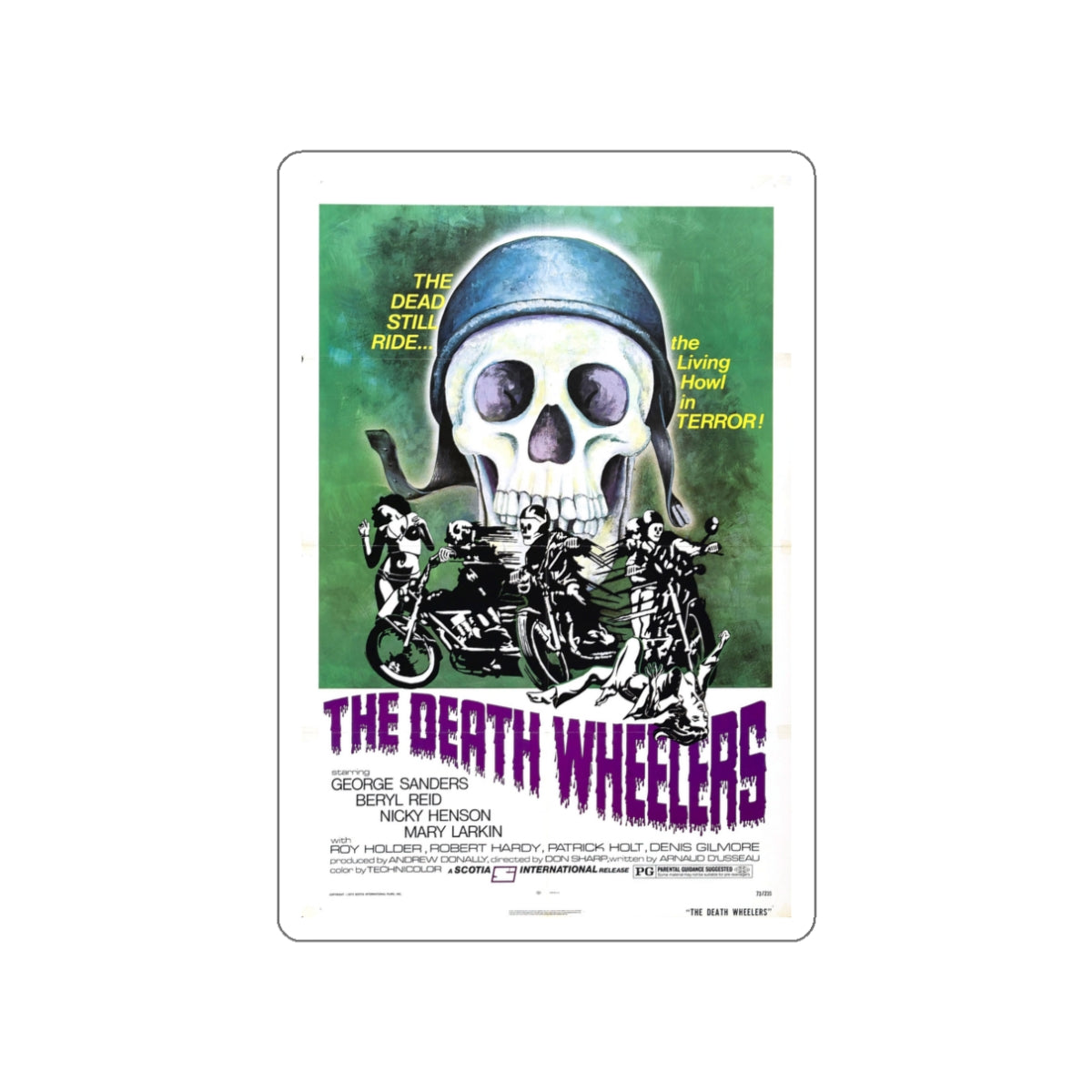 THE DEATH WHEELERS 1973 Movie Poster STICKER Vinyl Die-Cut Decal-White-The Sticker Space