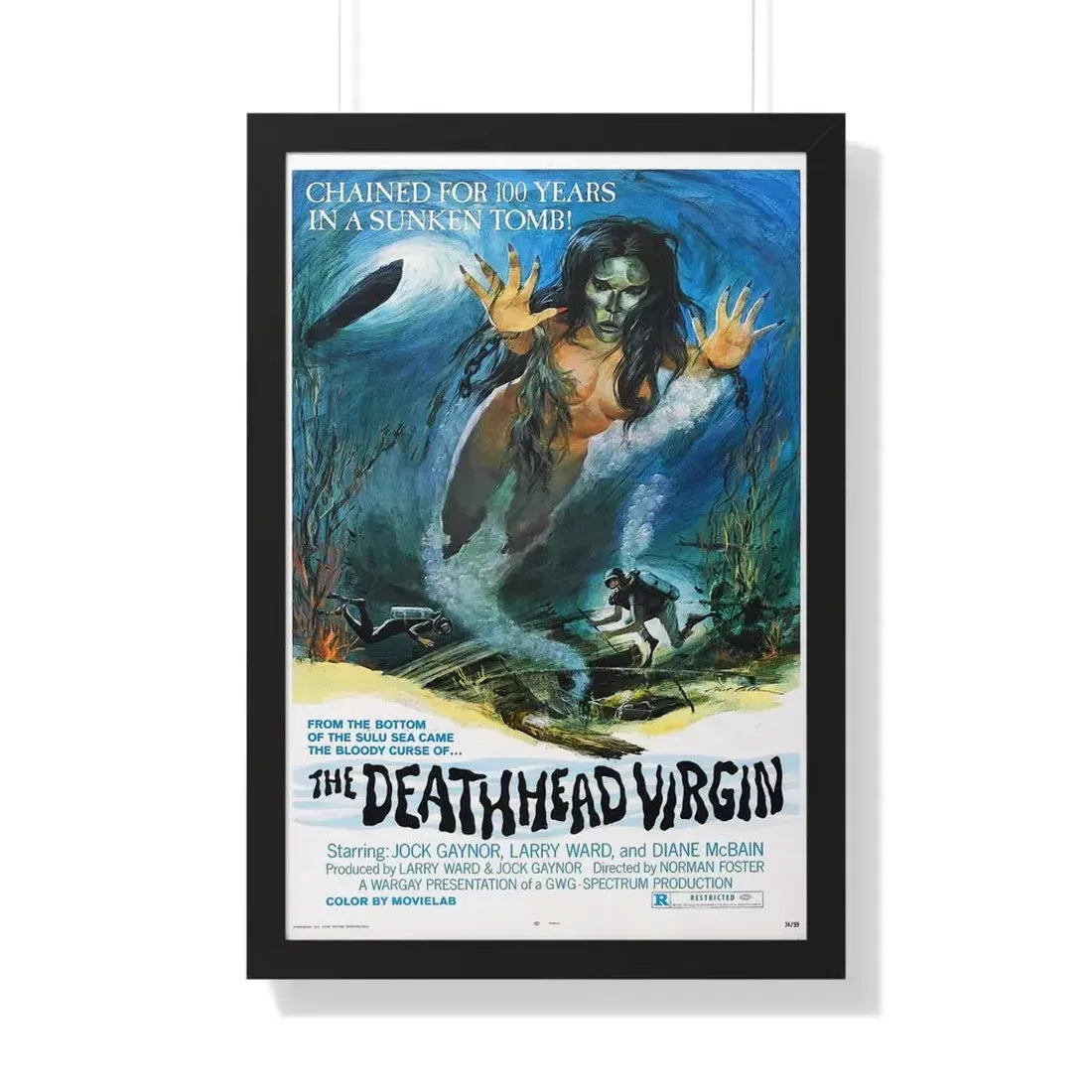 THE DEATHHEAD VIRGIN 1974 - Framed Movie Poster 20" x 30" Black - The Sticker Space