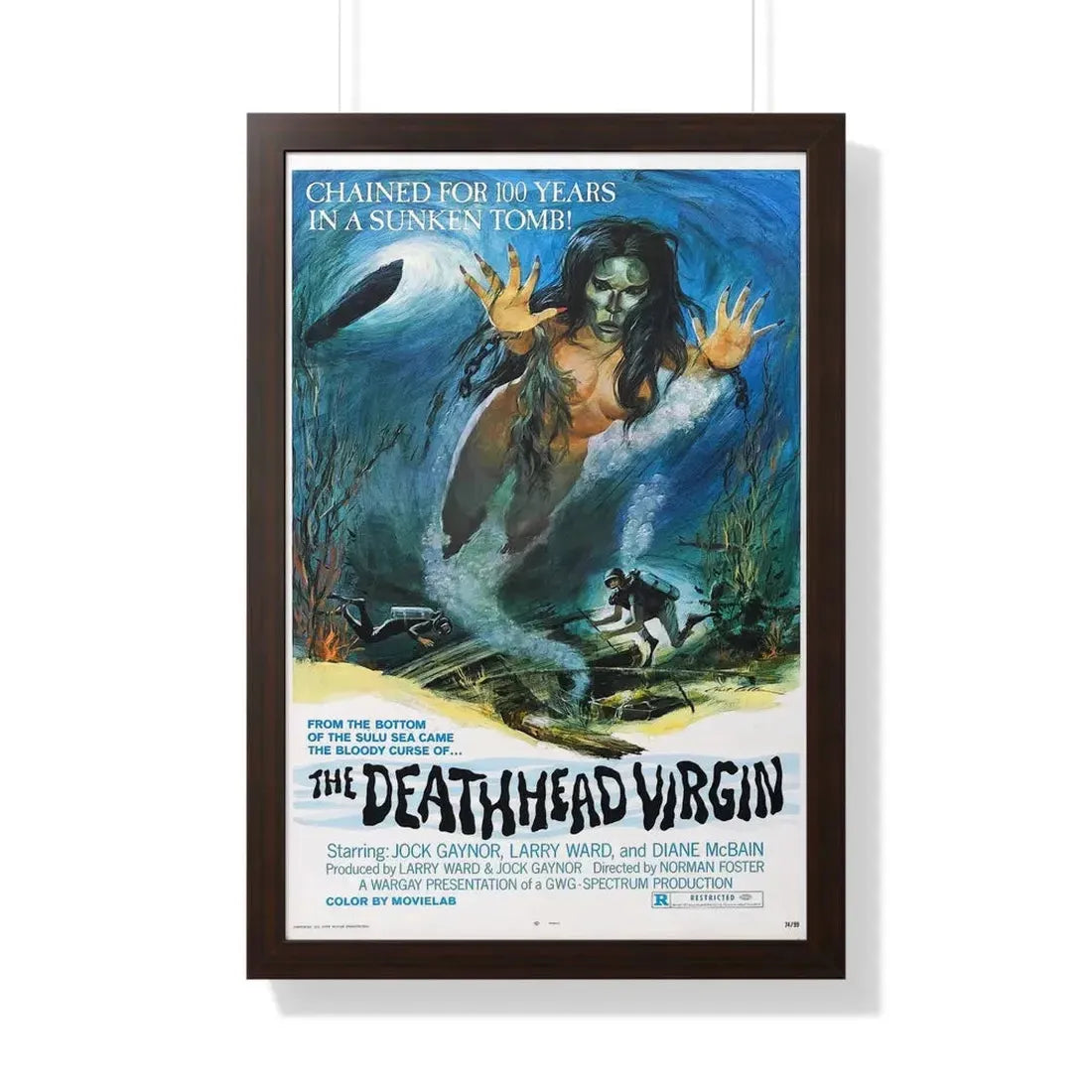 THE DEATHHEAD VIRGIN 1974 - Framed Movie Poster 20" x 30" Walnut - The Sticker Space