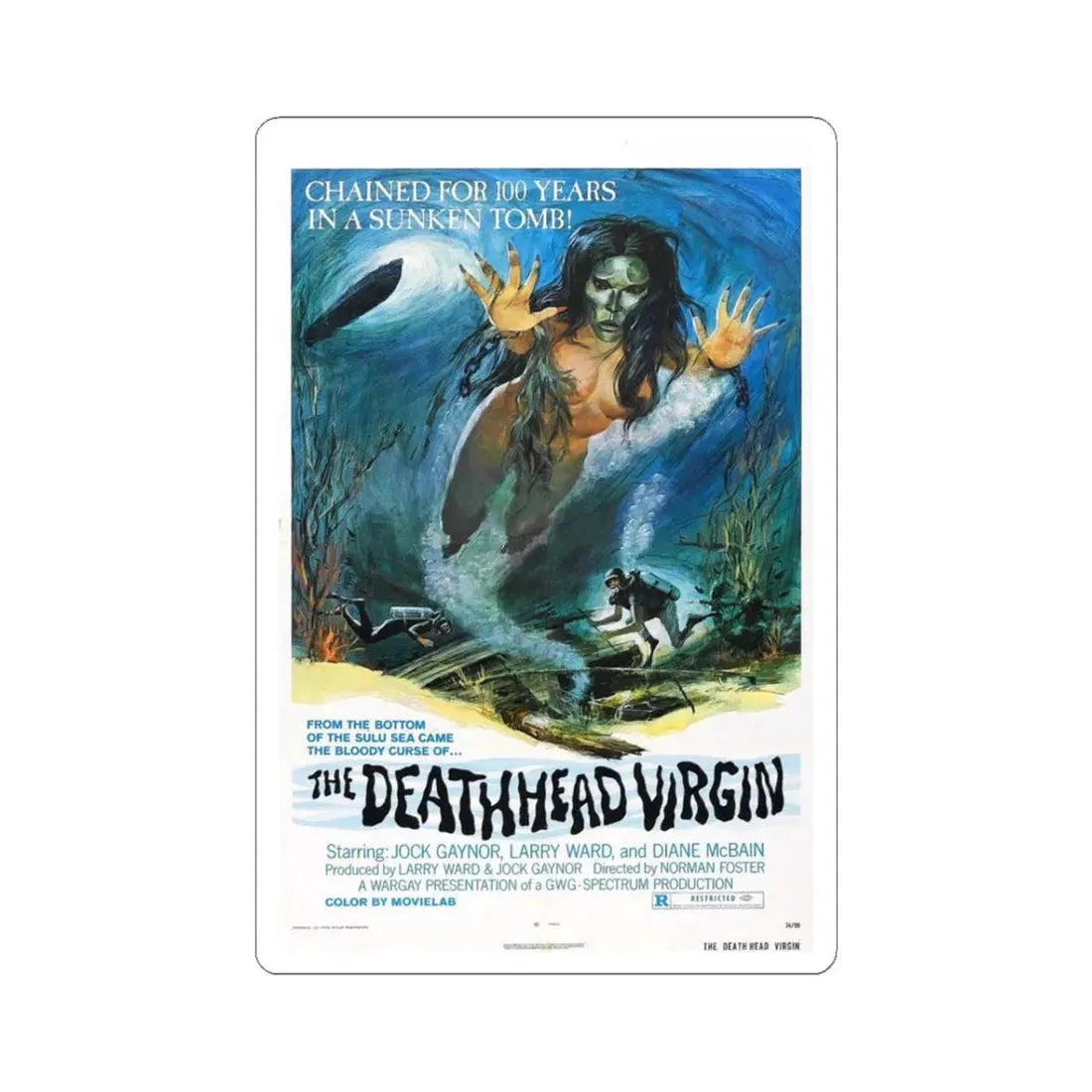 THE DEATHHEAD VIRGIN 1974 Movie Poster - STICKER Vinyl Kiss-Cut Decal 3 Inch White - The Sticker Space